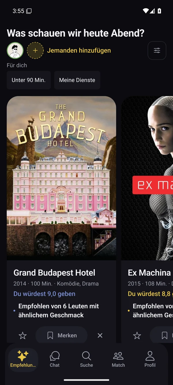 Filmtipps, die zu deinem Geschmack passen.