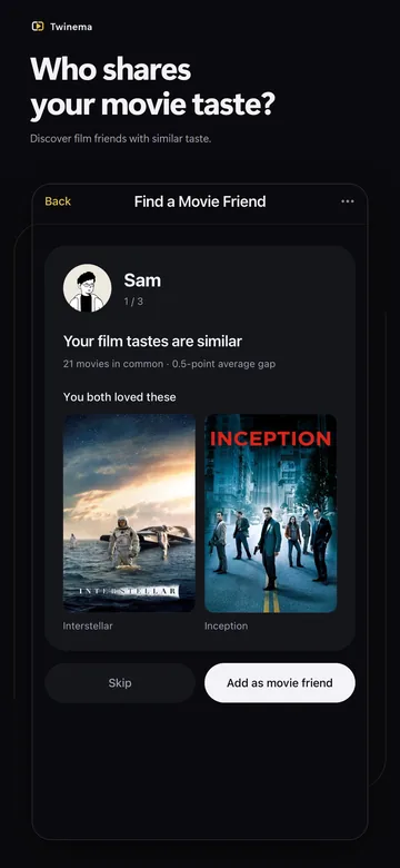 Find a movie friend: Discover people with a similar taste