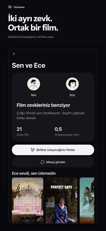 Karşılaştır: Bir arkadaşla zevk karşılaştırma